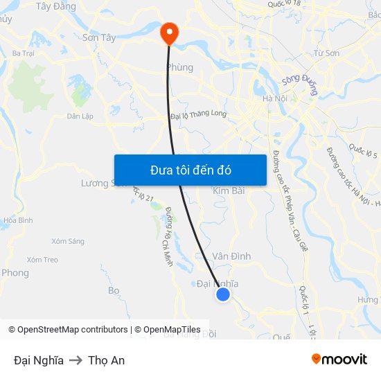 Đại Nghĩa to Thọ An map