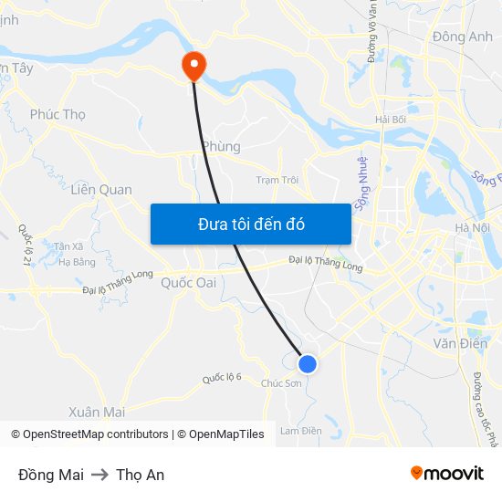 Đồng Mai to Thọ An map