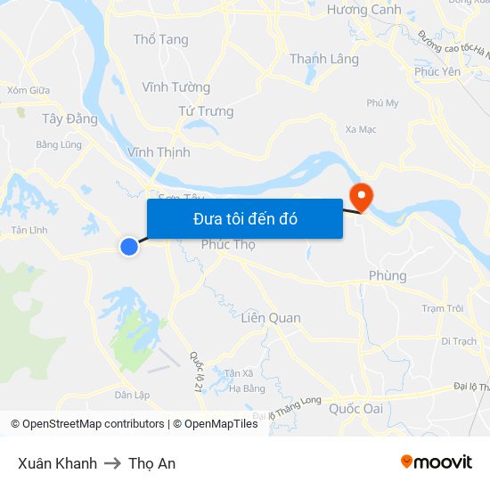 Xuân Khanh to Thọ An map