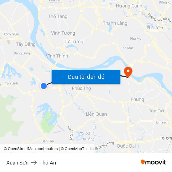 Xuân Sơn to Thọ An map