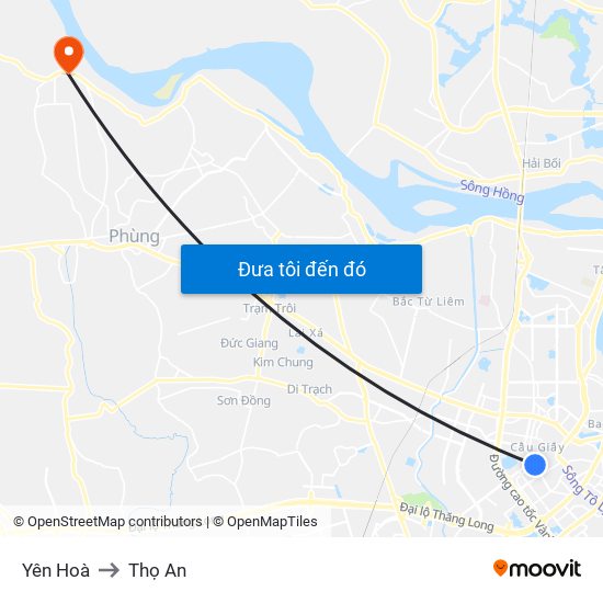 Yên Hoà to Thọ An map