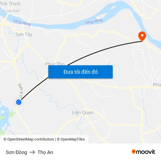 Sơn Đông to Thọ An map