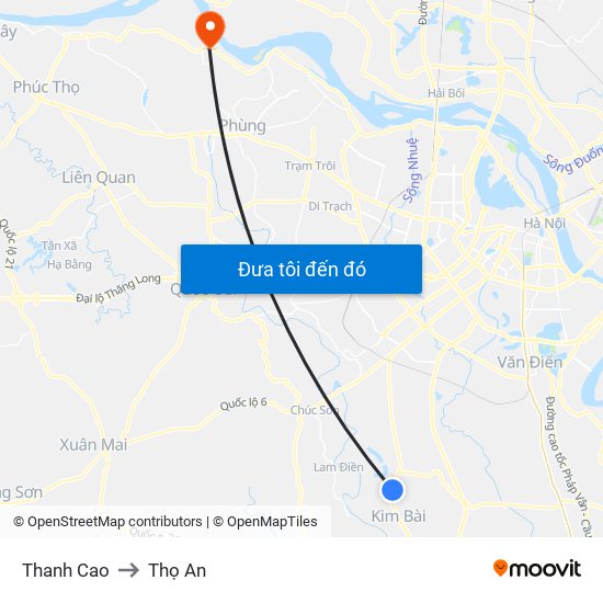 Thanh Cao to Thọ An map