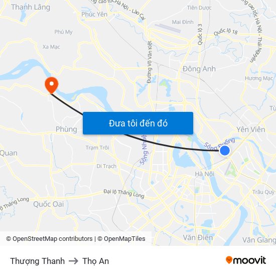 Thượng Thanh to Thọ An map