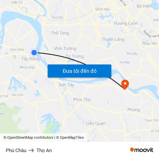 Phú Châu to Thọ An map