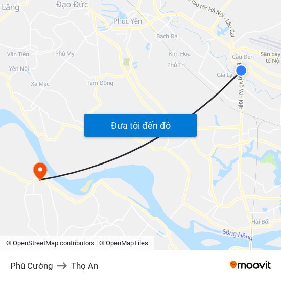 Phú Cường to Thọ An map