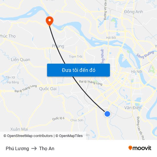 Phú Lương to Thọ An map