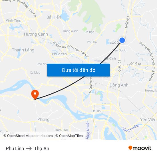 Phù Linh to Thọ An map