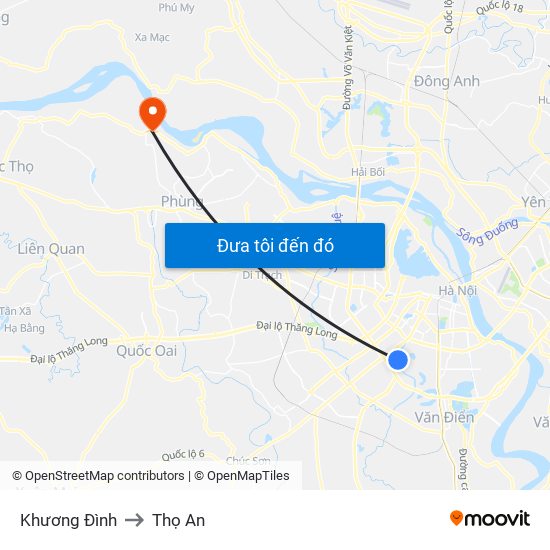 Khương Đình to Thọ An map