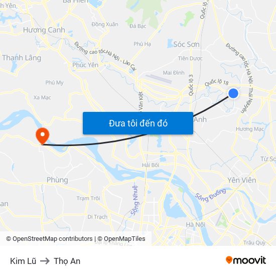 Kim Lũ to Thọ An map