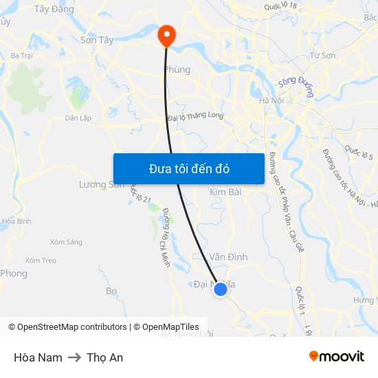Hòa Nam to Thọ An map