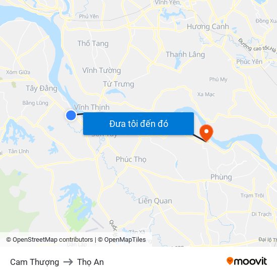 Cam Thượng to Thọ An map