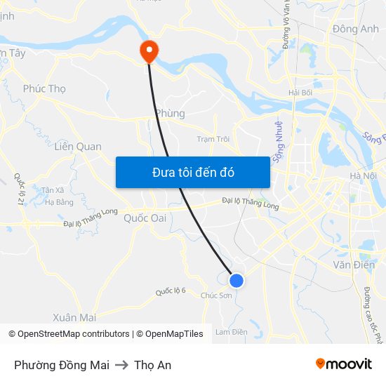 Phường Đồng Mai to Thọ An map