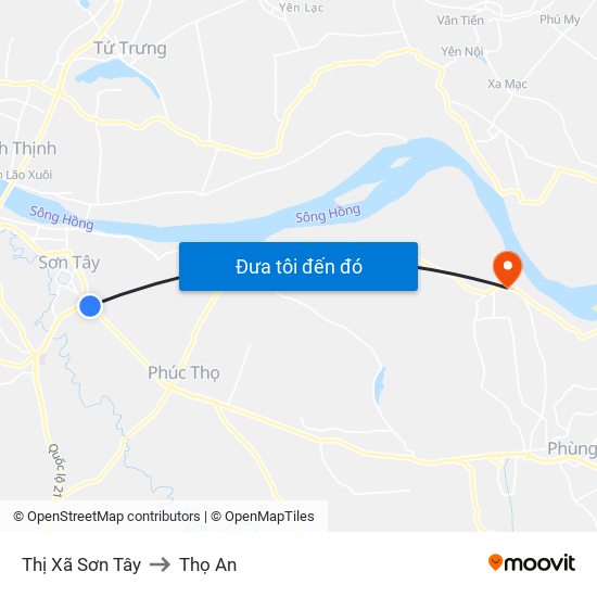 Thị Xã Sơn Tây to Thọ An map