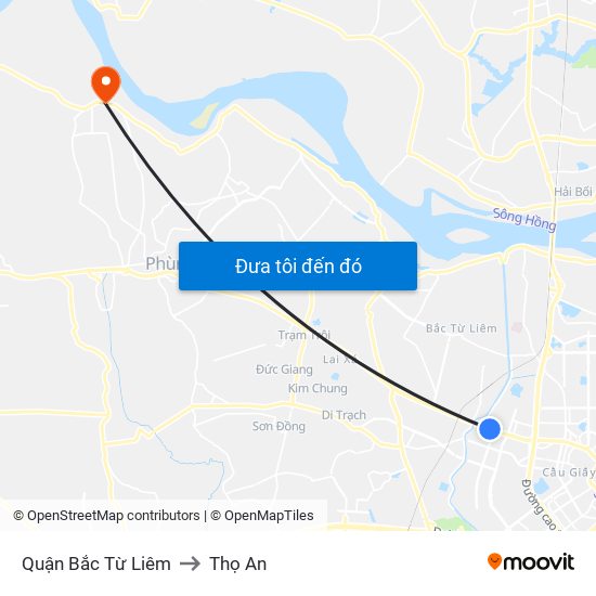 Quận Bắc Từ Liêm to Thọ An map