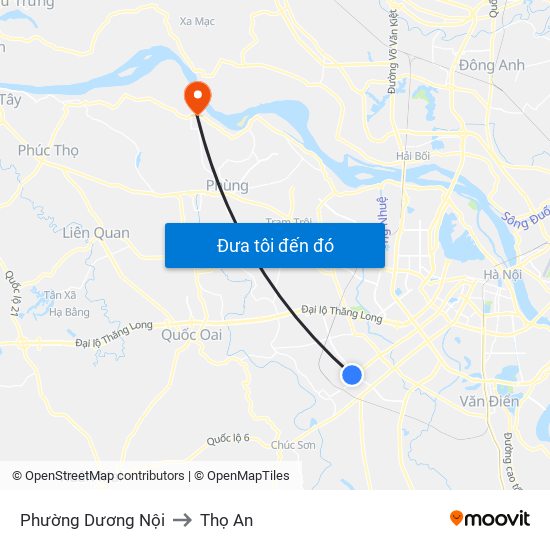 Phường Dương Nội to Thọ An map