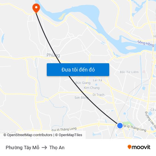 Phường Tây Mỗ to Thọ An map