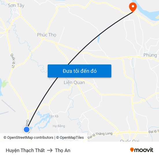 Huyện Thạch Thất to Thọ An map