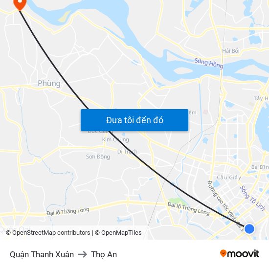 Quận Thanh Xuân to Thọ An map