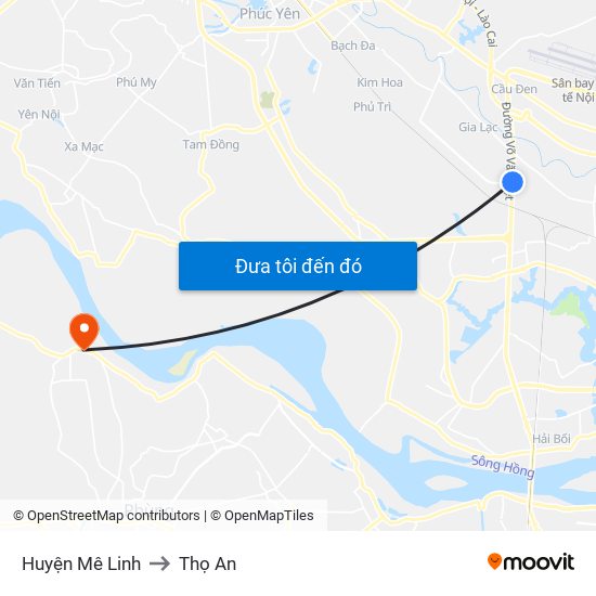 Huyện Mê Linh to Thọ An map