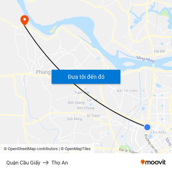 Quận Cầu Giấy to Thọ An map