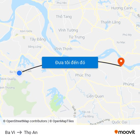 Ba Vì to Thọ An map