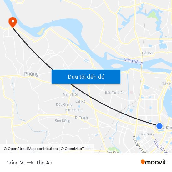 Cống Vị to Thọ An map