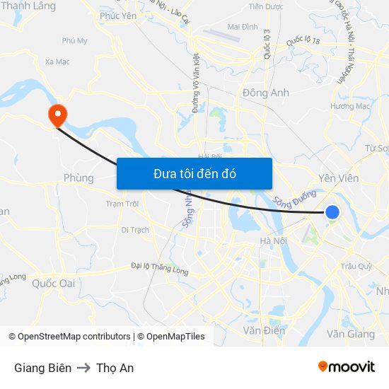 Giang Biên to Thọ An map