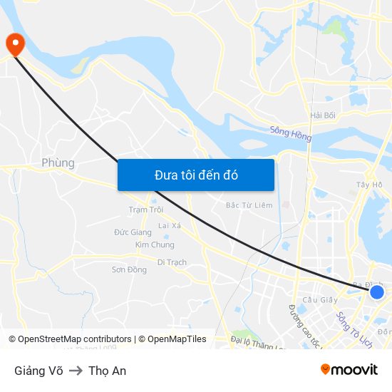 Giảng Võ to Thọ An map