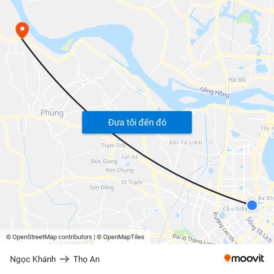Ngọc Khánh to Thọ An map
