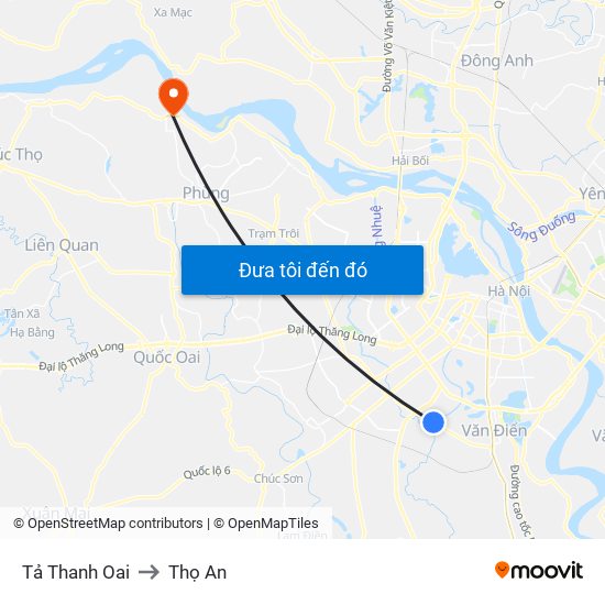 Tả Thanh Oai to Thọ An map
