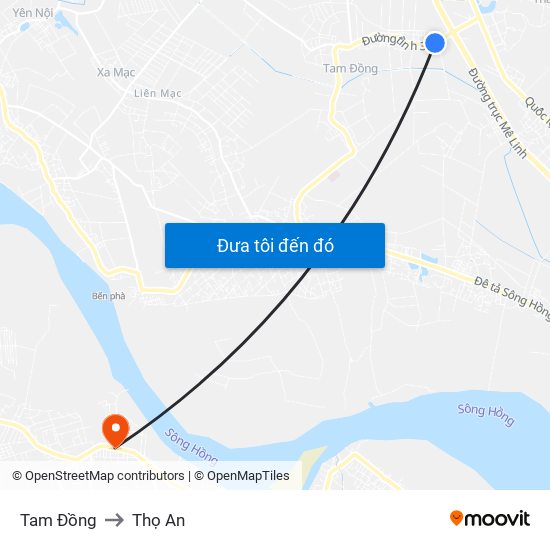 Tam Đồng to Thọ An map