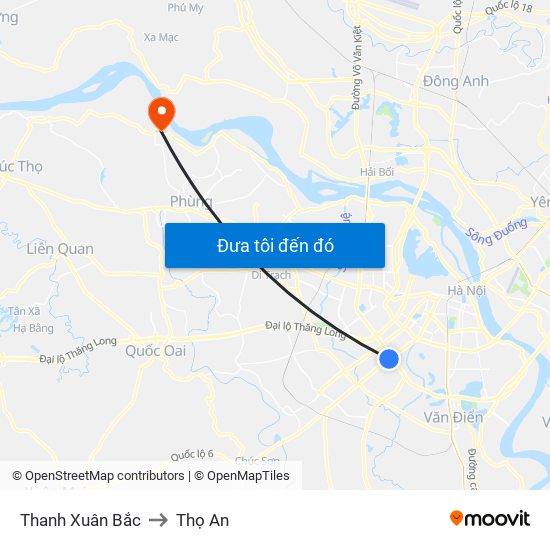 Thanh Xuân Bắc to Thọ An map