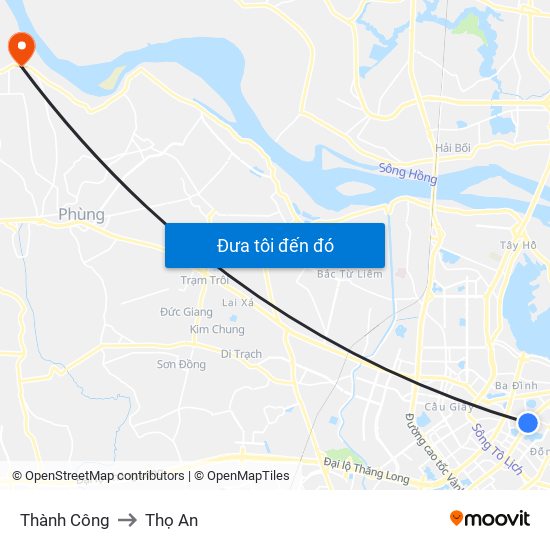 Thành Công to Thọ An map