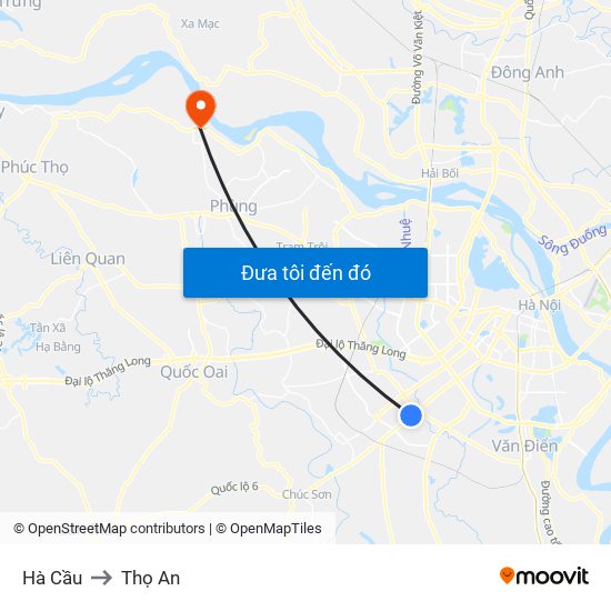 Hà Cầu to Thọ An map