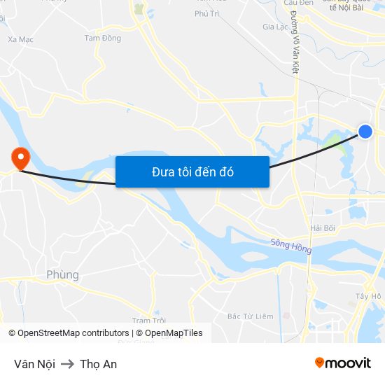 Vân Nội to Thọ An map