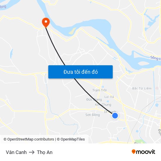 Vân Canh to Thọ An map