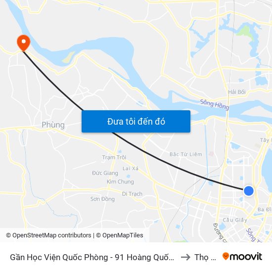 Gần Học Viện Quốc Phòng - 91 Hoàng Quốc Việt to Thọ An map