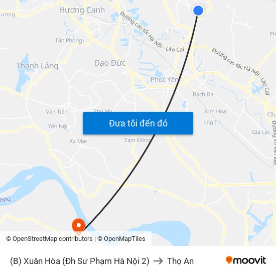 (B) Xuân Hòa (Đh Sư Phạm Hà Nội 2) to Thọ An map