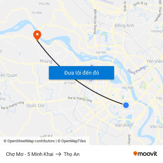 Chợ Mơ - 5 Minh Khai to Thọ An map