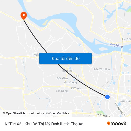 Kí Túc Xá - Khu Đô Thị Mỹ Đình II to Thọ An map