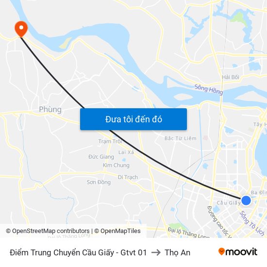 Điểm Trung Chuyển Cầu Giấy - Gtvt 01 to Thọ An map