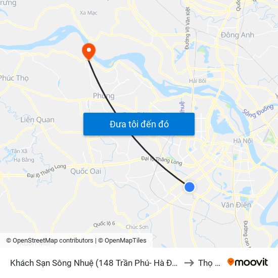 Khách Sạn Sông Nhuệ (148 Trần Phú- Hà Đông) to Thọ An map