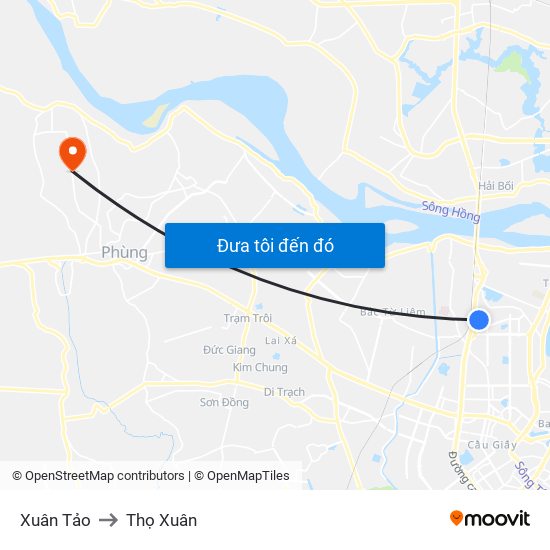 Xuân Tảo to Thọ Xuân map