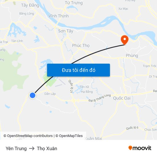 Yên Trung to Thọ Xuân map