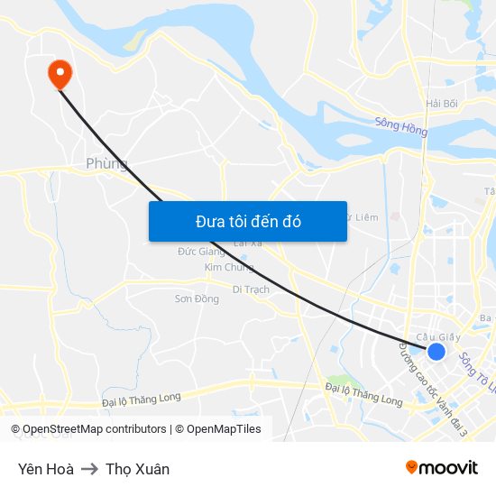 Yên Hoà to Thọ Xuân map