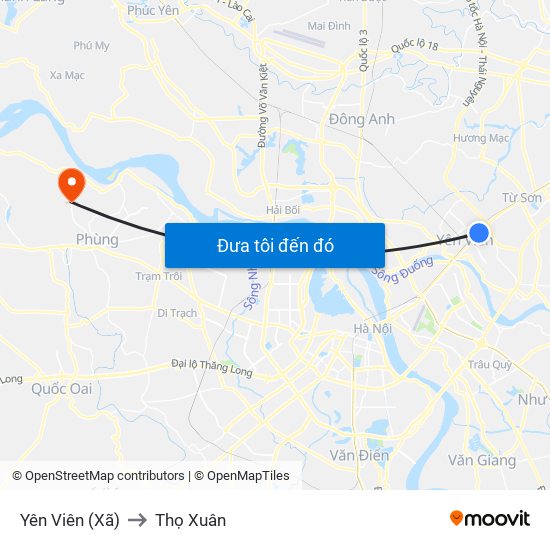Yên Viên (Xã) to Thọ Xuân map