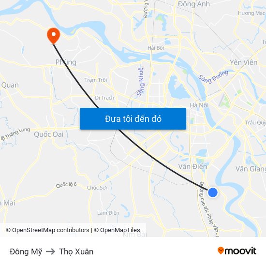 Đông Mỹ to Thọ Xuân map