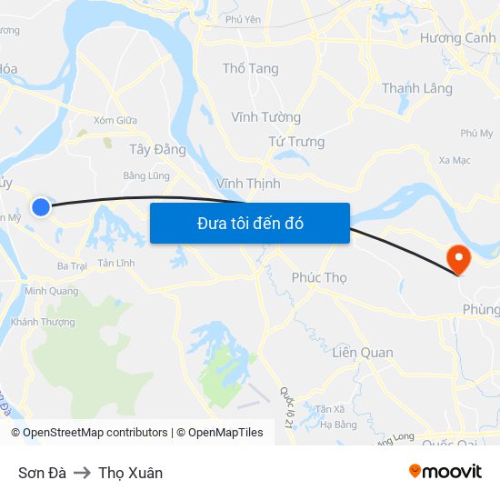Sơn Đà to Thọ Xuân map
