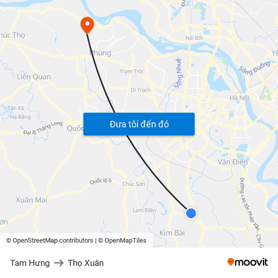 Tam Hưng to Thọ Xuân map